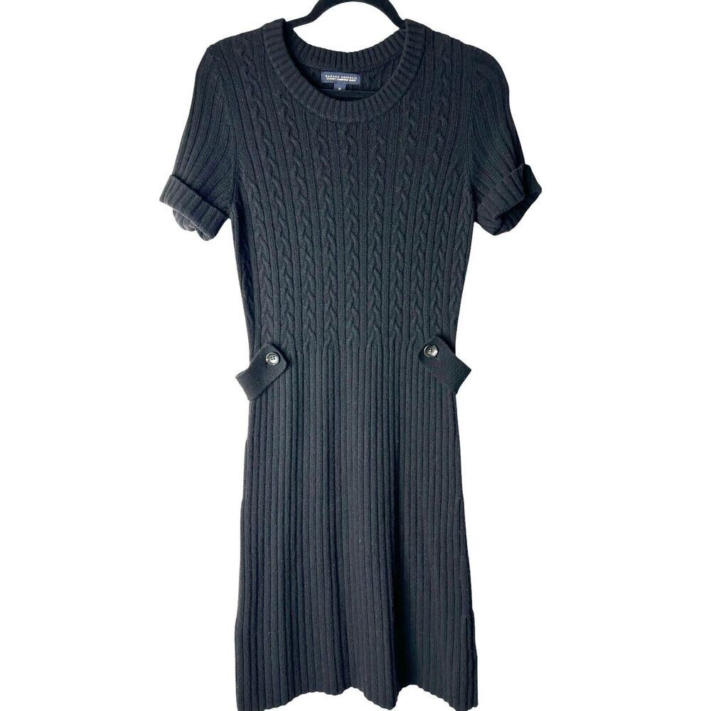 Banana Republic Luxury Cashmere Wool Blend Black Sweater Dress Size‎ Medium